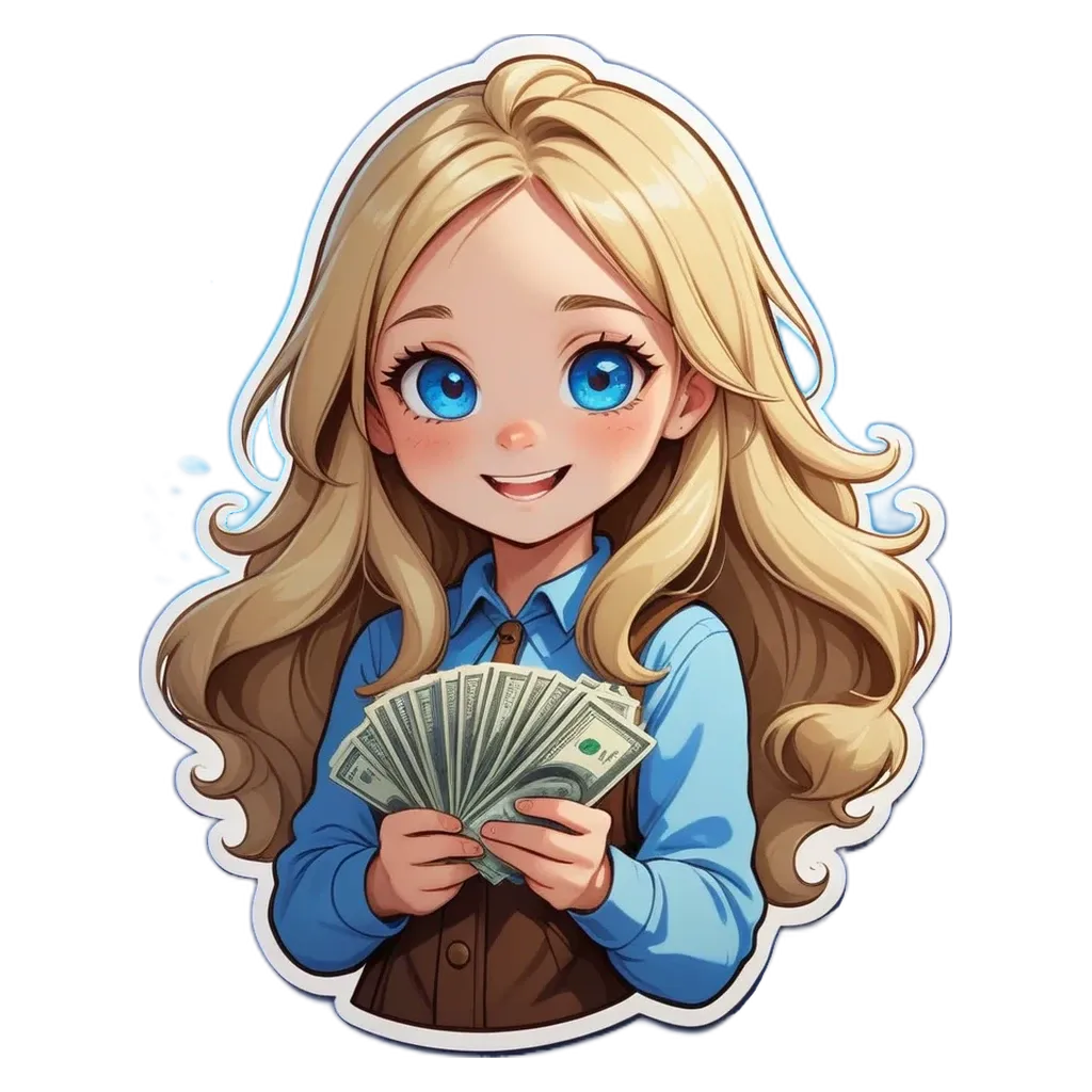A girl with a lot of money is shown.
