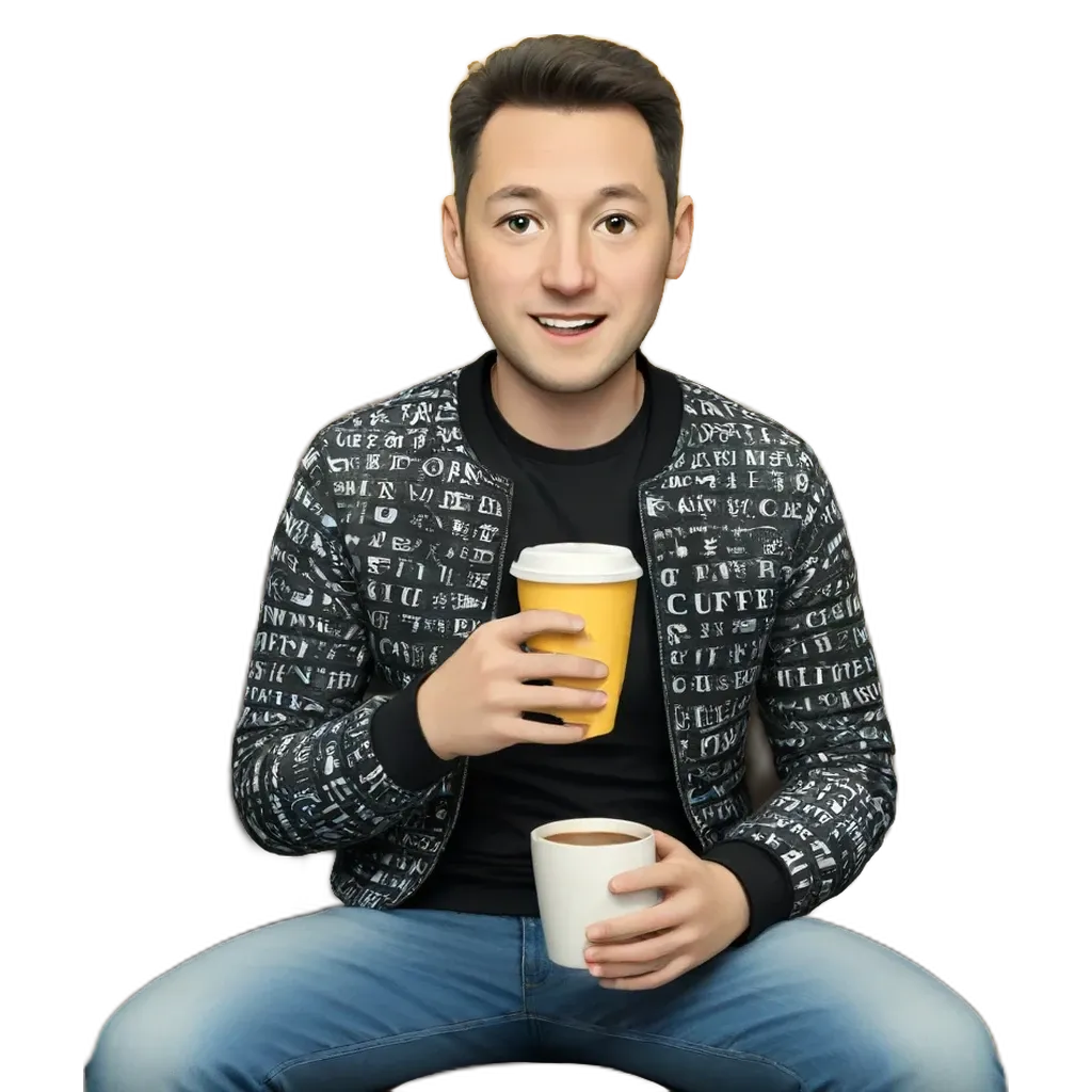 A man is sitting with a cup in his hand.