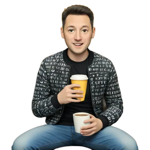 A man is sitting with a cup in his hand.