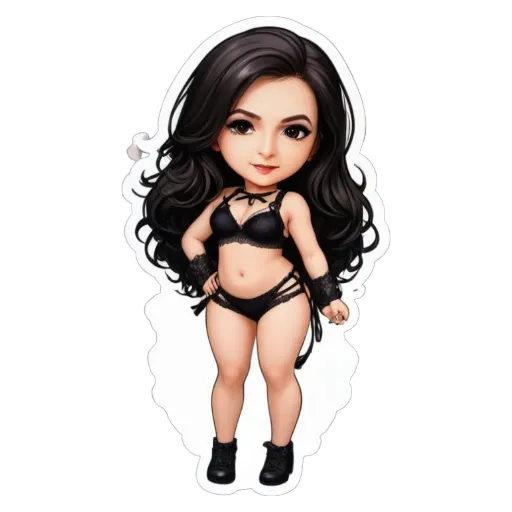 A girl is standing in a black bikini with black straps.