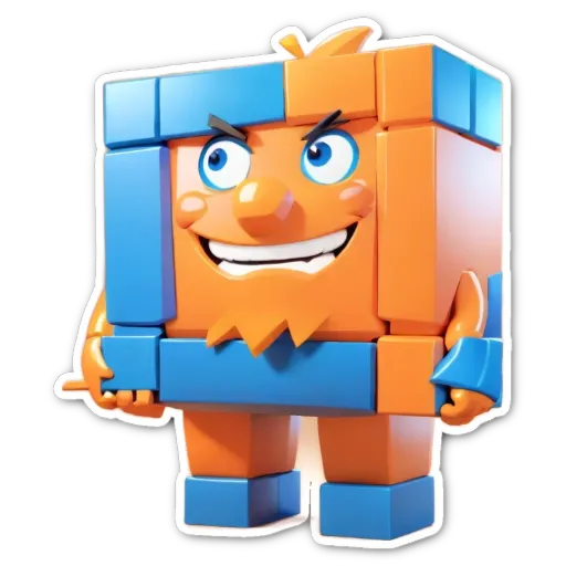 A colorful 3D toy is posing for the camera.