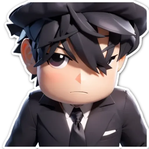 A boy wearing a suit and tie with a frown on his face.