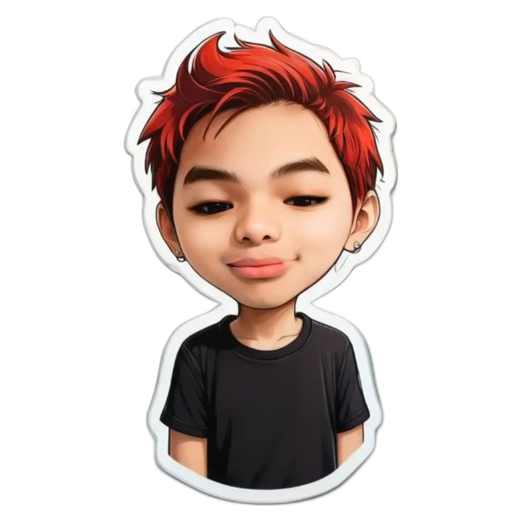 A boy that is red haired and wearing a black shirt.