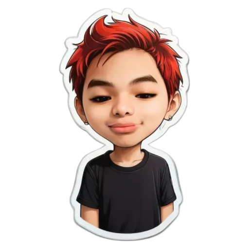 A boy that is red haired and wearing a black shirt.