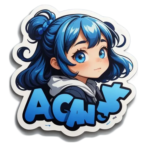 A cartoon girl's sticker with the word Agam on it.