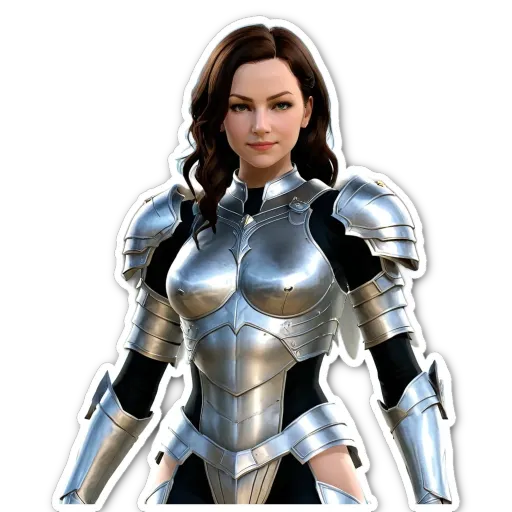 A woman in a silver outfit that looks like it came from a video game.
