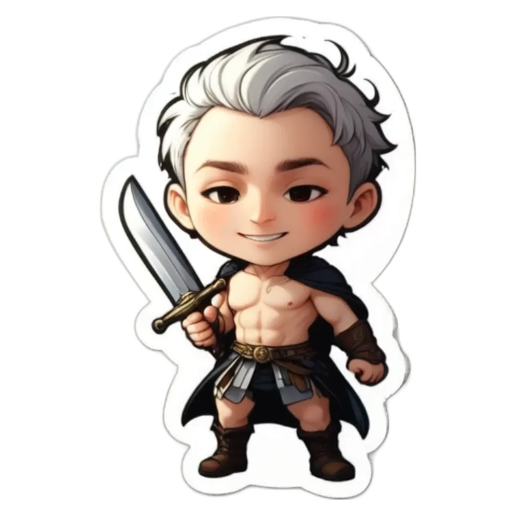 A boy is holding a sword and is wearing a cape.