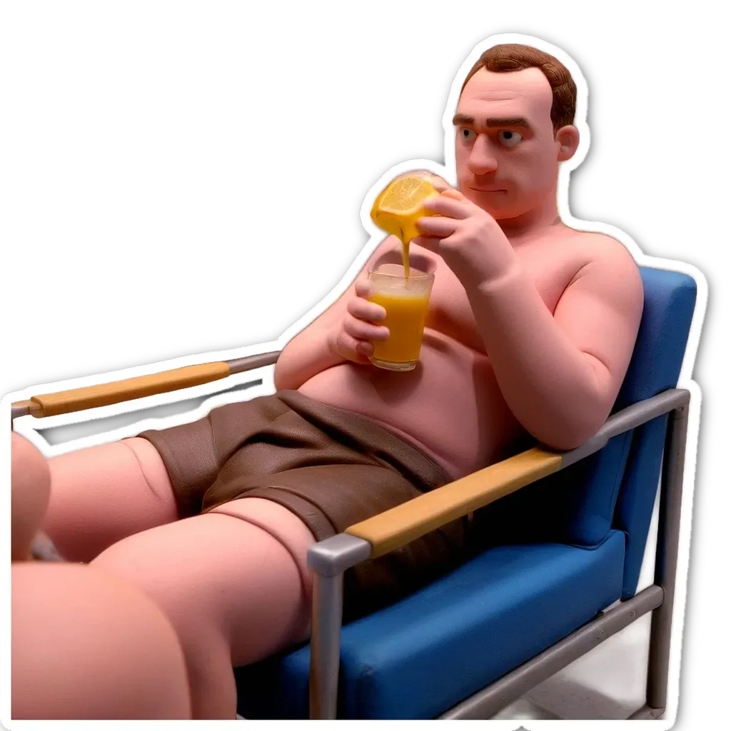 A plastic orange juice cup is in front of a man who is drinking from it.