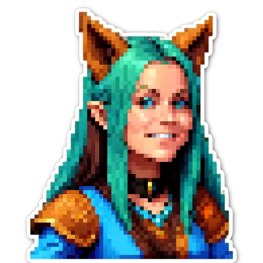 A woman with blue hair is smiling at the camera.