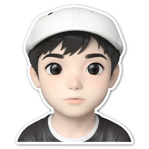 A boy wearing a white hat is staring at the camera.