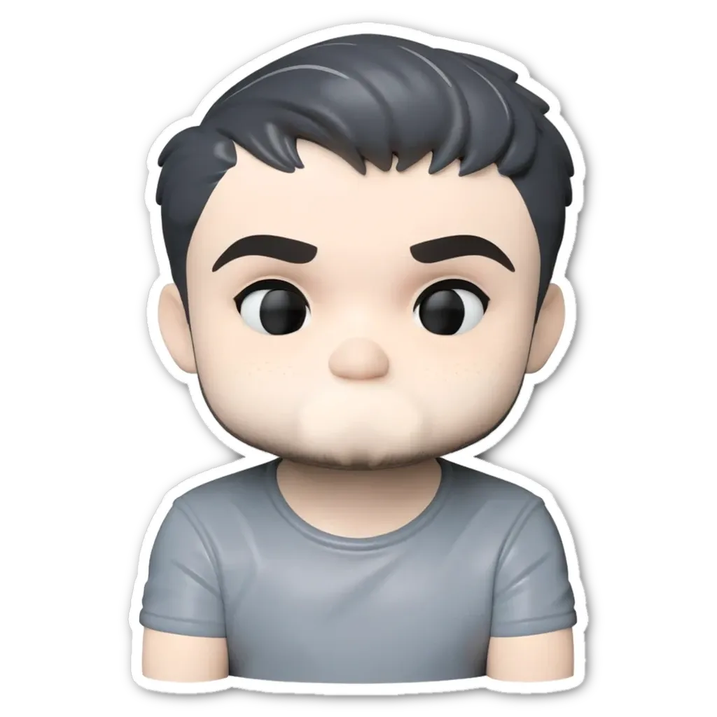A sticker of a boy's face with a nose.