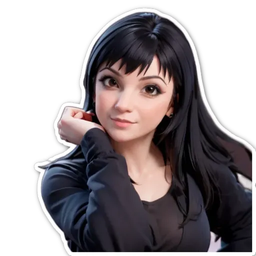 A sticker of a girl posing with her hand on her face.
