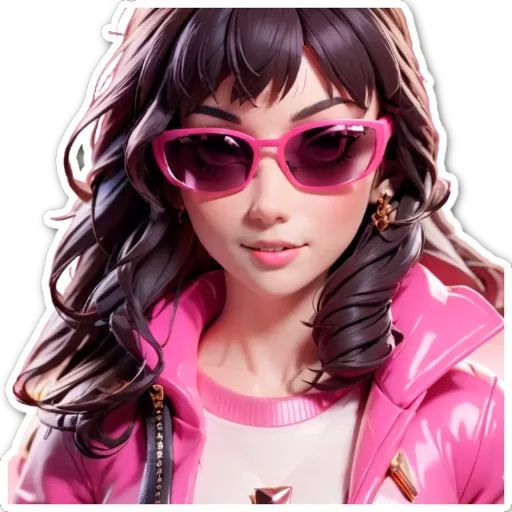 A girl wearing pink sunglasses.