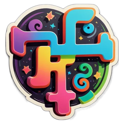 A colorful sticker of the first quadrant of a four way intersection.