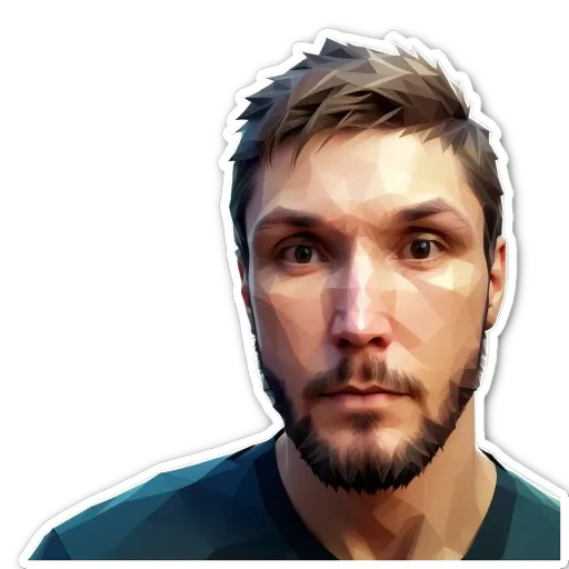 A man with a beard and a blue shirt.