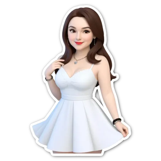 A white dress with a brown face is on a black background.