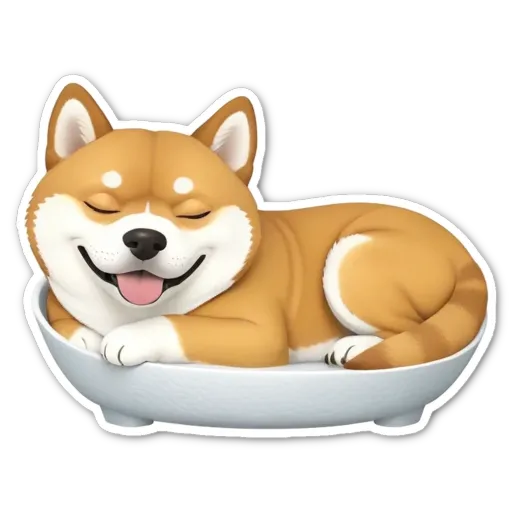 A dog sleeping in a white bowl.