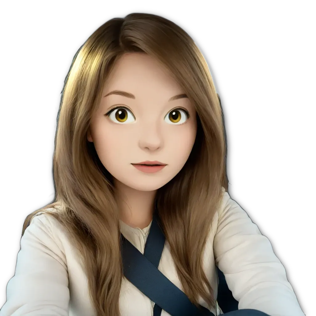 A girl wearing a blue jacket and a white shirt.