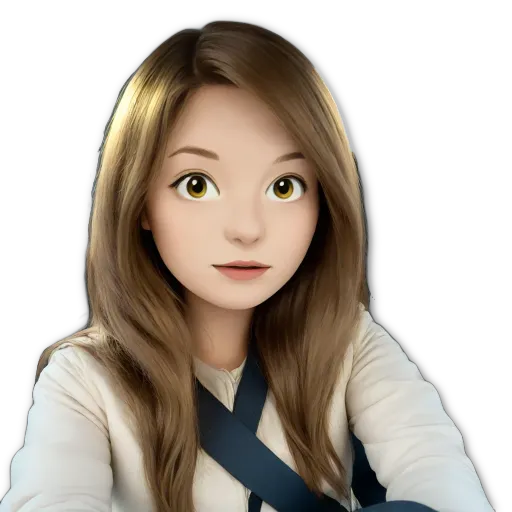 A girl wearing a blue jacket and a white shirt.