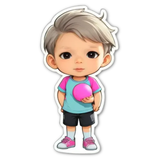 A boy with a ball is standing up.