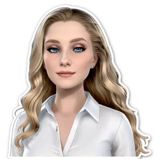 An image of a woman with blue eyes and blonde hair.