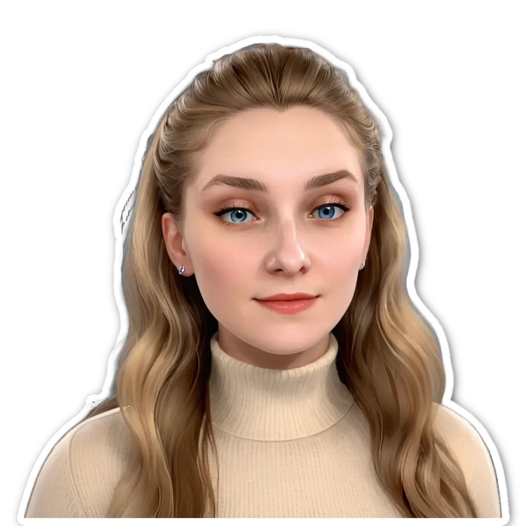 A blonde woman wearing a tight sweater is her head is turned.