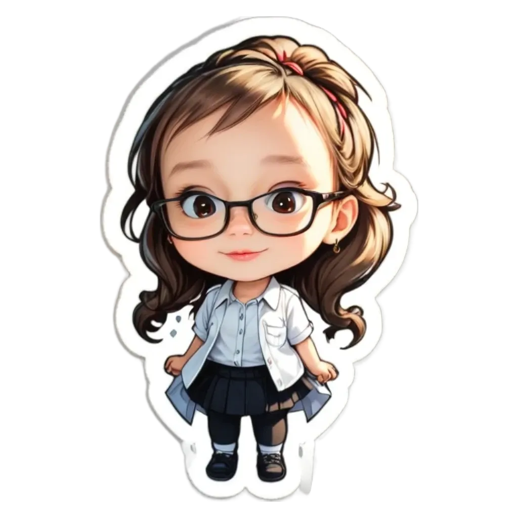 A girl wearing glasses and a white shirt.