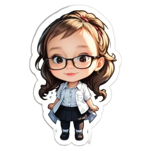 A girl wearing glasses and a white shirt.