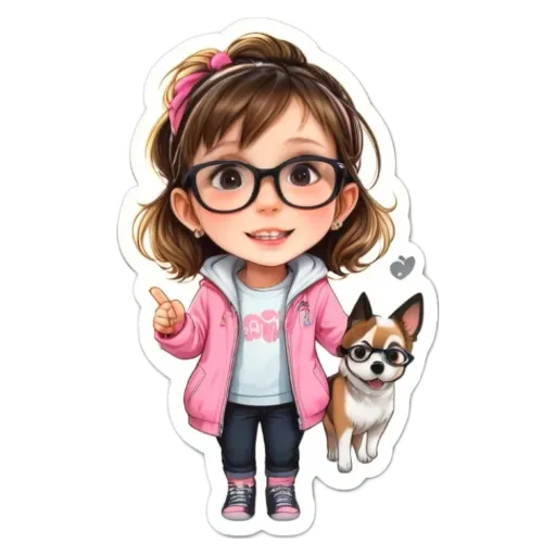 A girl wearing glasses holding a dog.