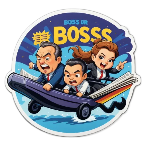 Three people in a cartoonish way depicting a business setting with a CEO and CFO.
