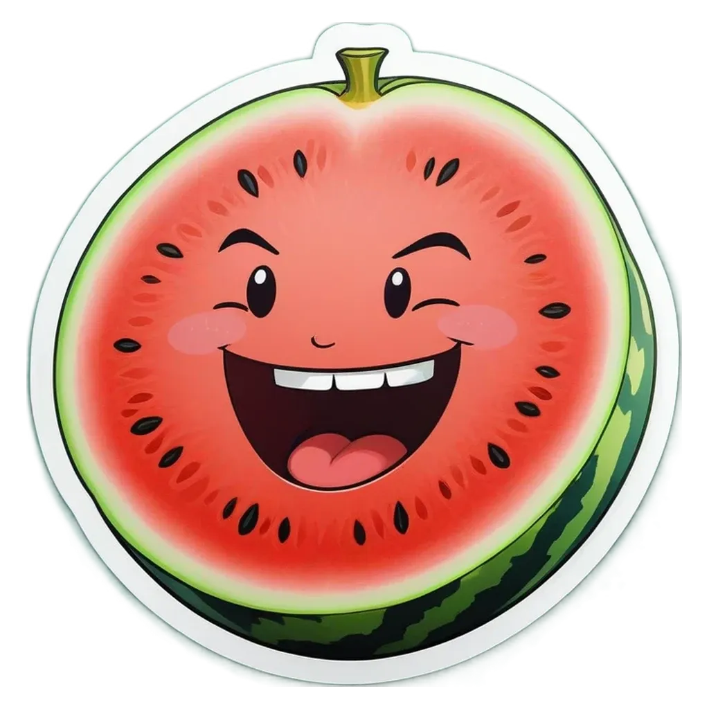 A watermelon with a smiley face and two thumbs.