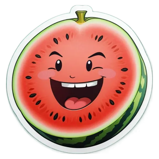 A watermelon with a smiley face and two thumbs.