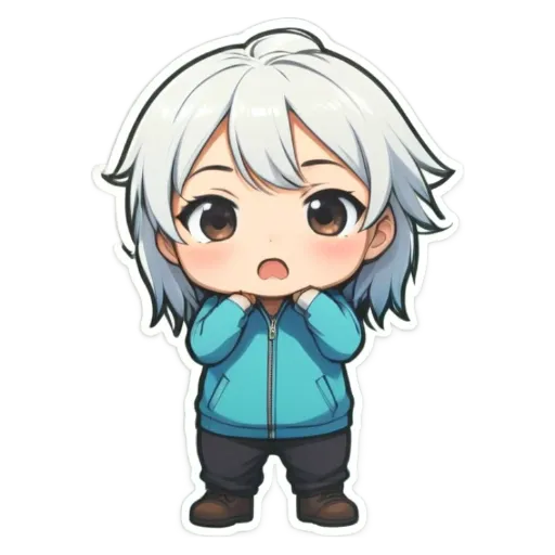 A girl with white hair that is crying.