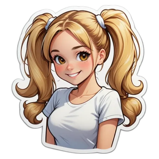 A girl with her eyes closed is standing in front of a white shirt.