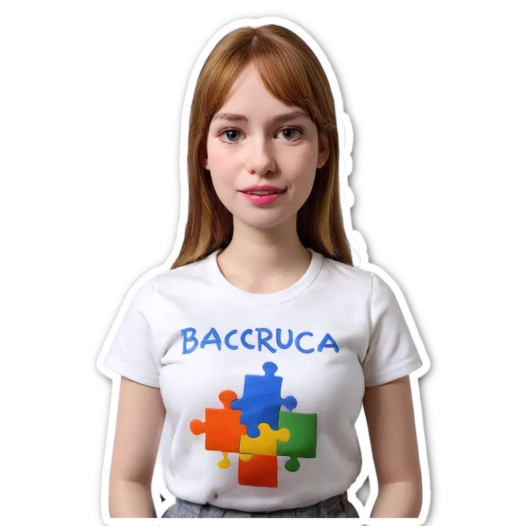A girl with a white tshirt that says Bacrocra.