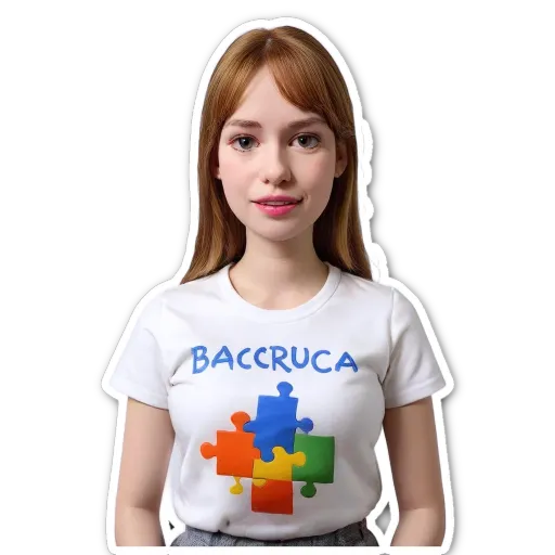 A girl with a white tshirt that says Bacrocra.