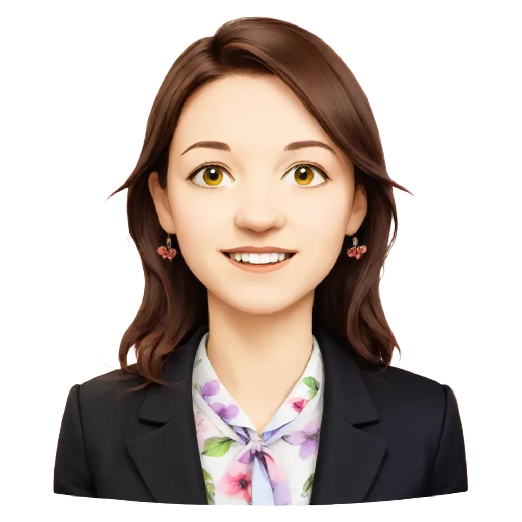 A cartoon woman wearing a suit and a tie.