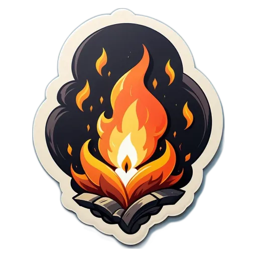 A sticker of a candle which is on a dark background.