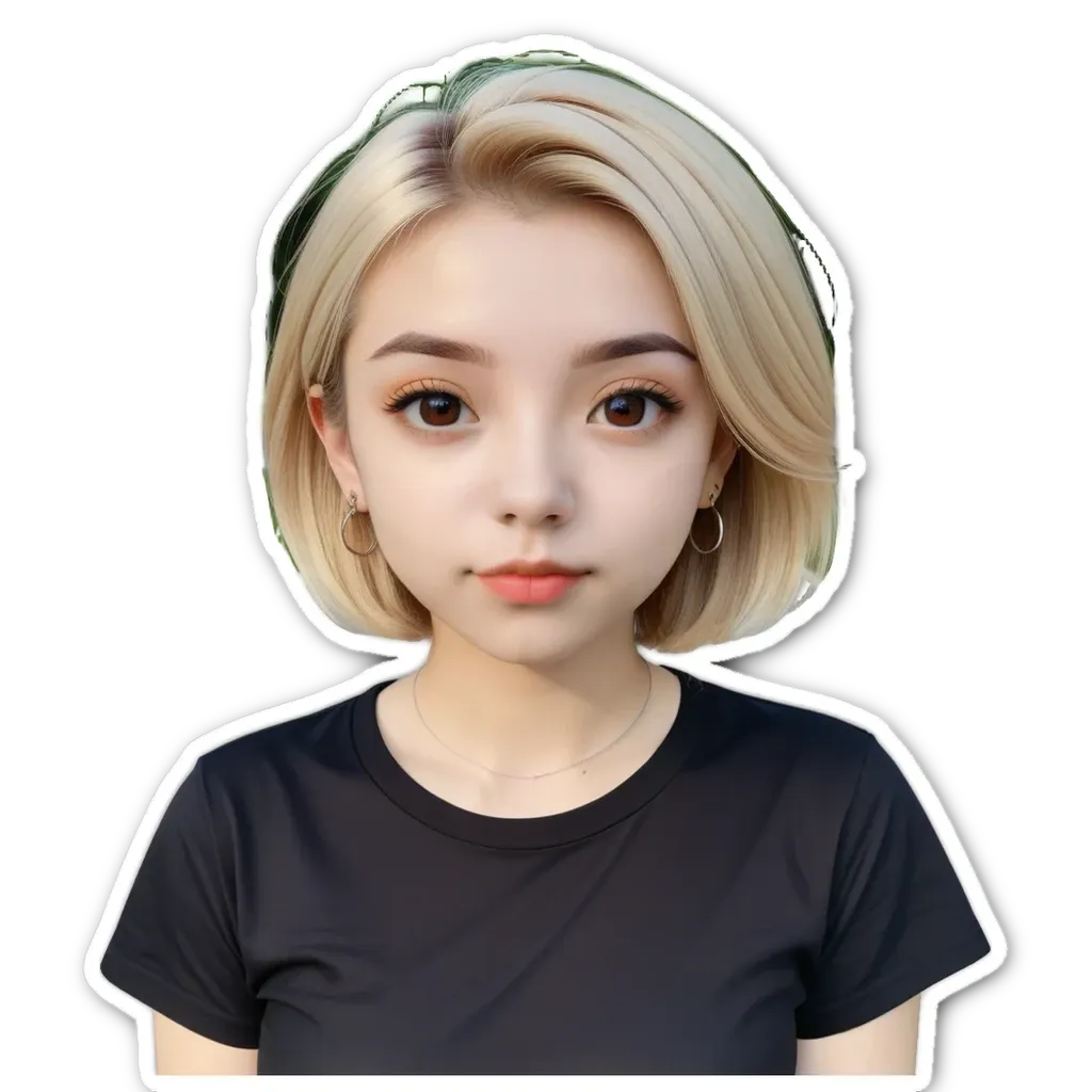 A girl with blonde hair wearing a black shirt.