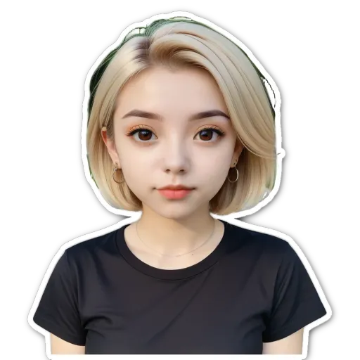 A girl with blonde hair wearing a black shirt.