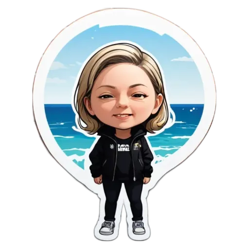 A girl is wearing a black jacket and standing in the center of a circle.