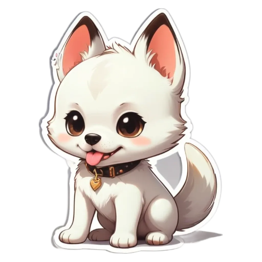 A cartoon dog with a tounge is sitting on the white background.