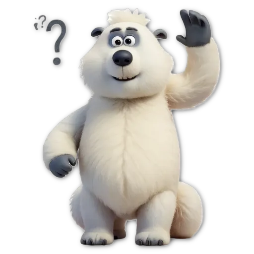 A polar bear in a black and white cartoonish image.