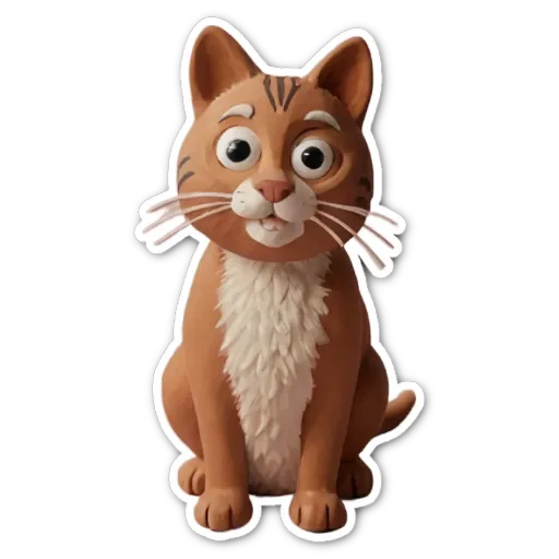 A sticker of a cat sitting in front of a black background.