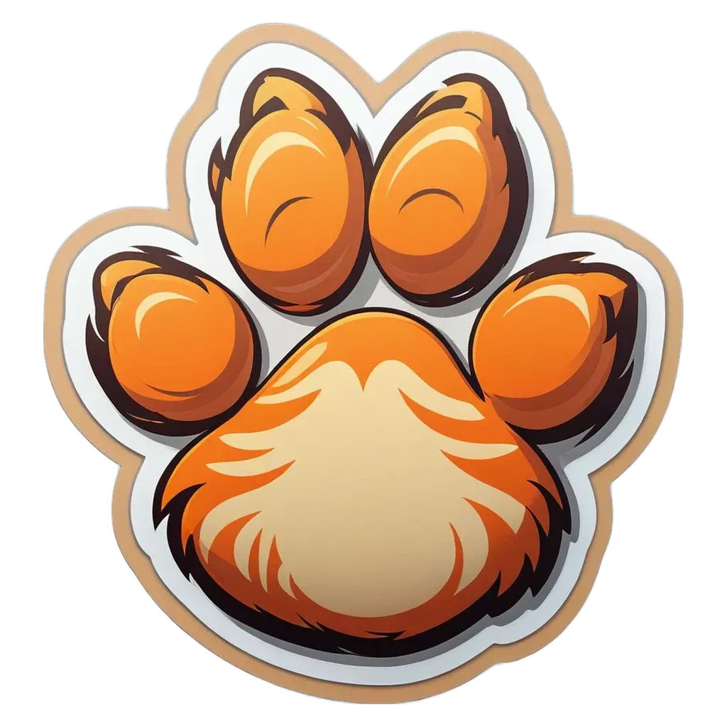 A cartoon picture of a cat's paw is on a black background.