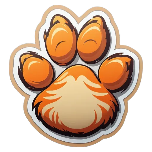 A cartoon picture of a cat's paw is on a black background.