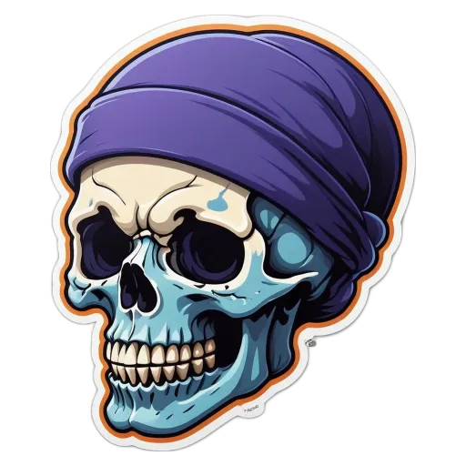 A skull with a bandana around its head is sticker.