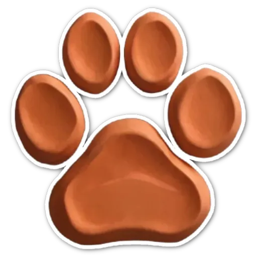 A sticker of a paw with the word Paws.