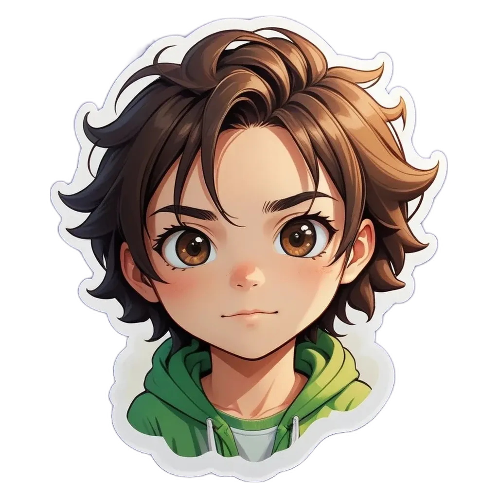 A boy with a black and green hoodie looking at the camera.