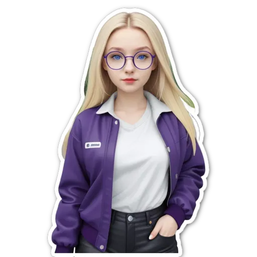 A purple jacket with a white shirt underneath and a name tag on the inside of the jacket.